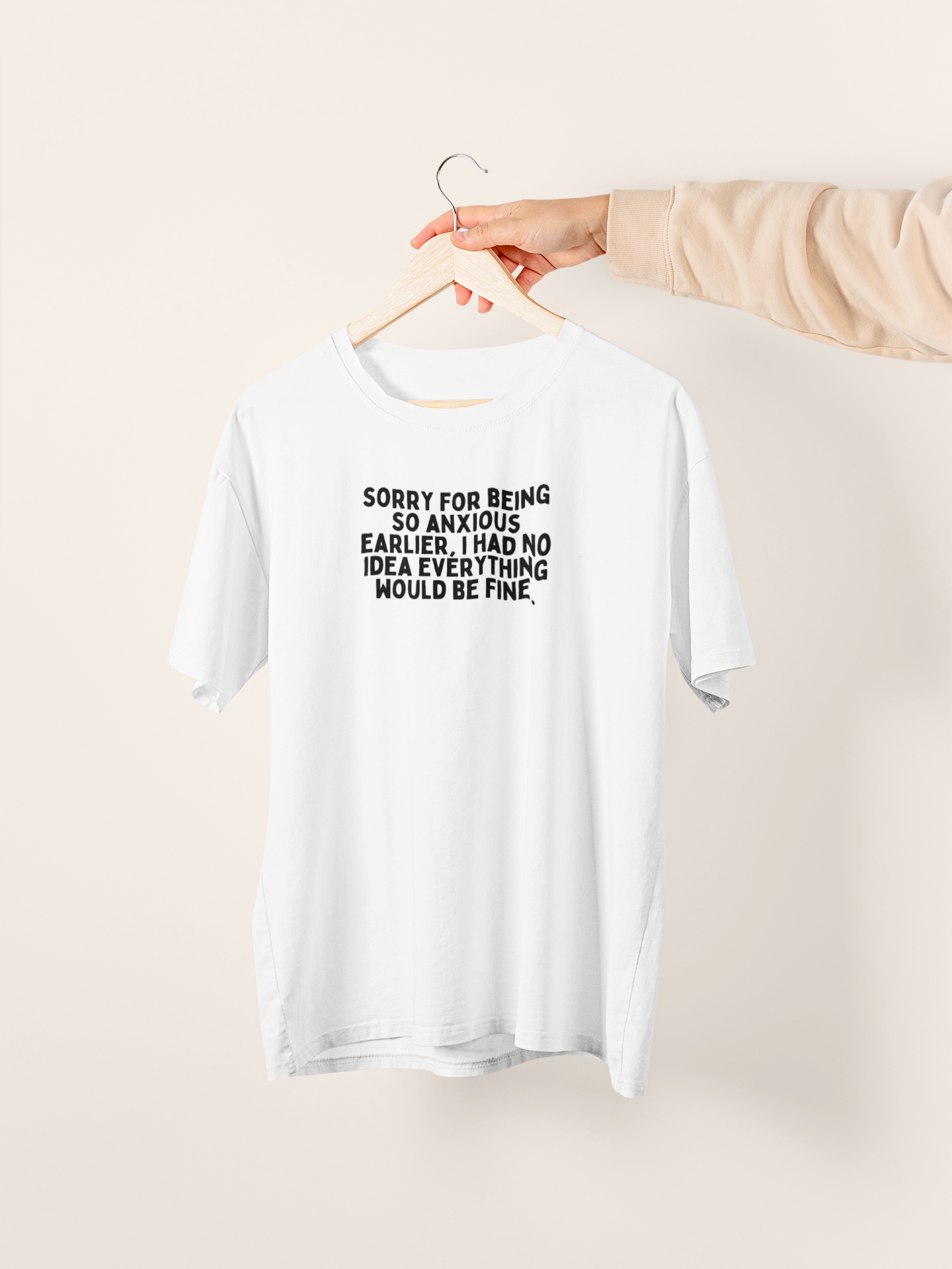 White / XX-Small T Shirt | Sorry For Being So Anxious Earlier | Black | Organic Unisex T Shirt | Wisdom and Wonder Designs