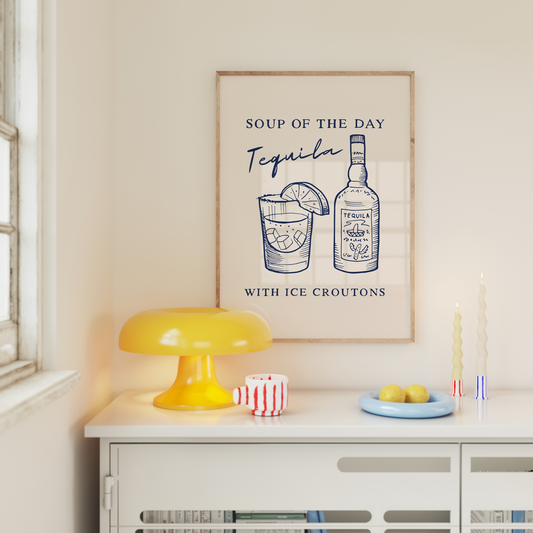 Soup Of The Day. Tequila | Navy and Cream | Art Print
