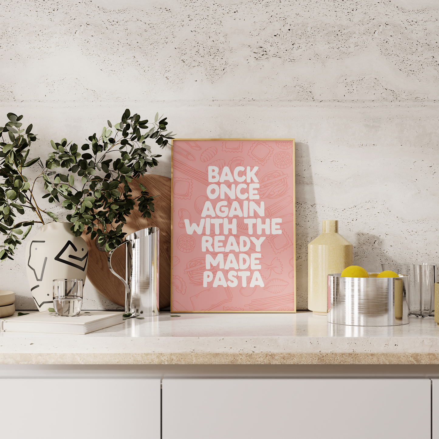 Back Once Again With The Ready Made Pasta | White and Pink | Art Print
