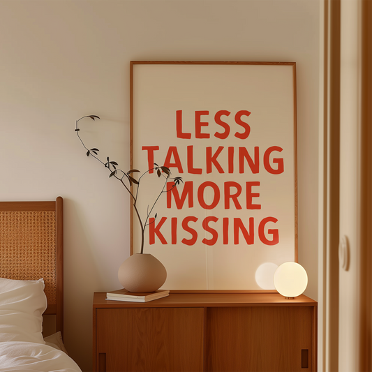 Less Talking More Kissing | Red and Cream | Art Print