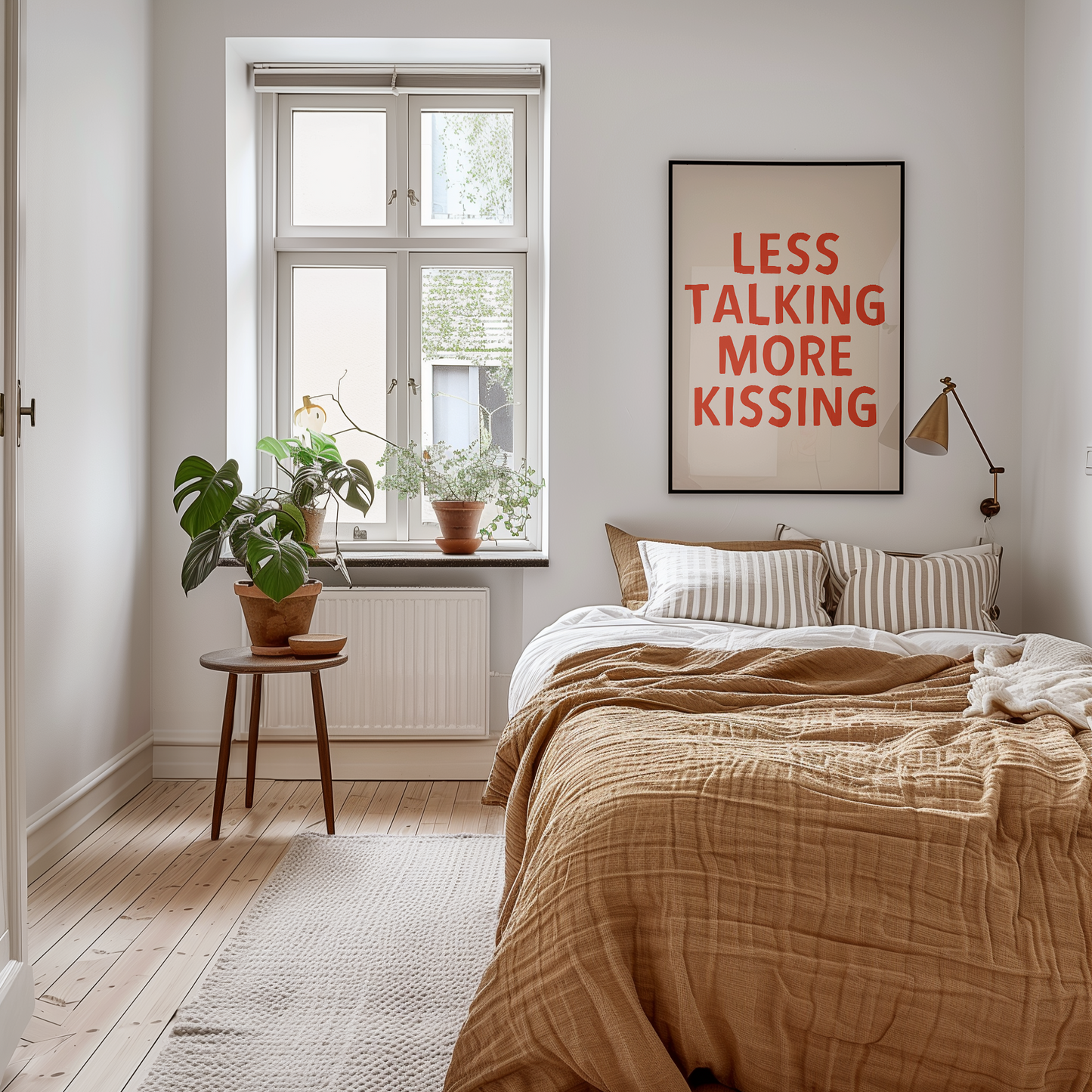 Less Talking More Kissing | Red and Cream | Art Print