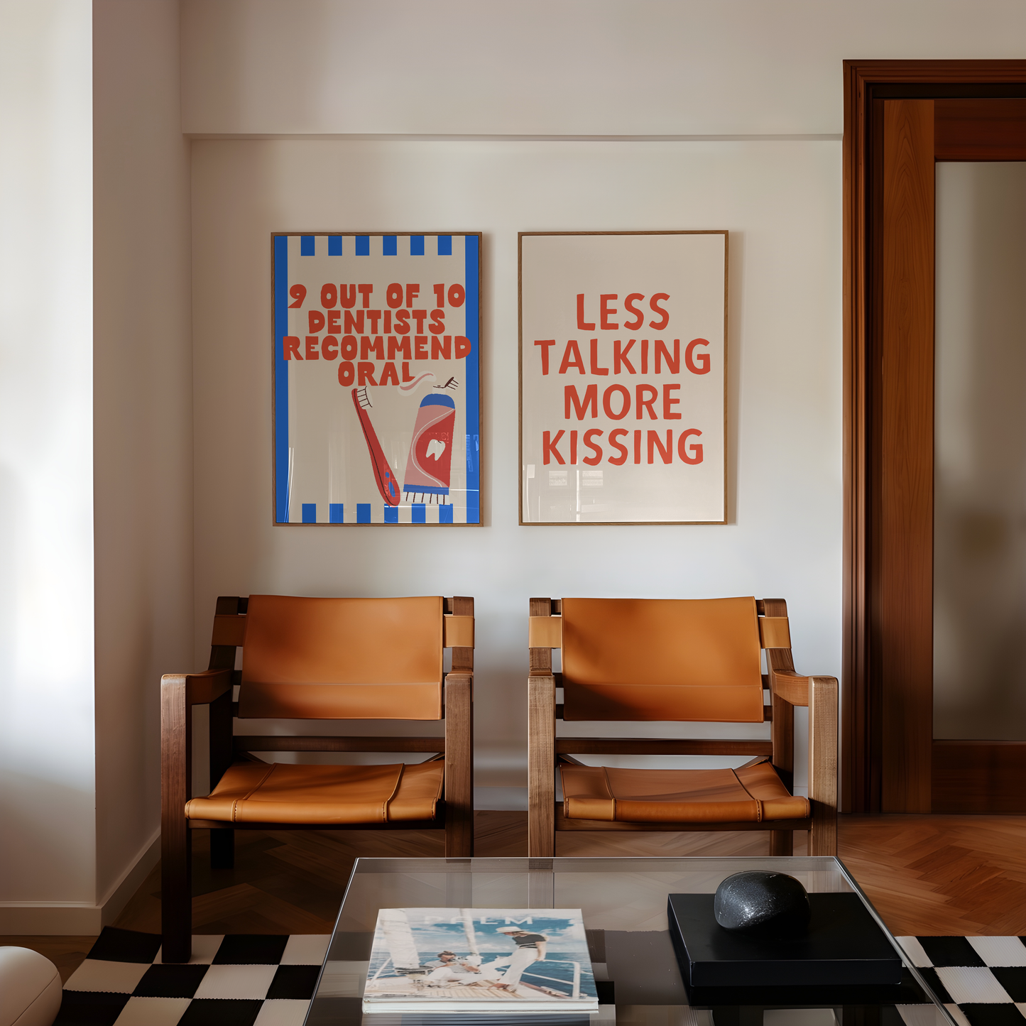 Less Talking More Kissing | Red and Cream | Art Print