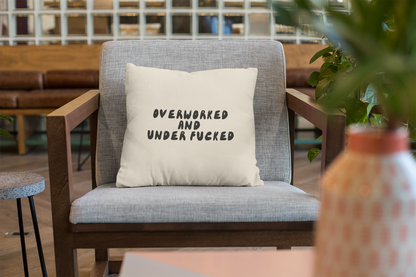 40 x 40 cm / Cover Only / Natural Accessories & Homeware | Overworked And Under Fucked | Cushion | Wisdom and Wonder Designs