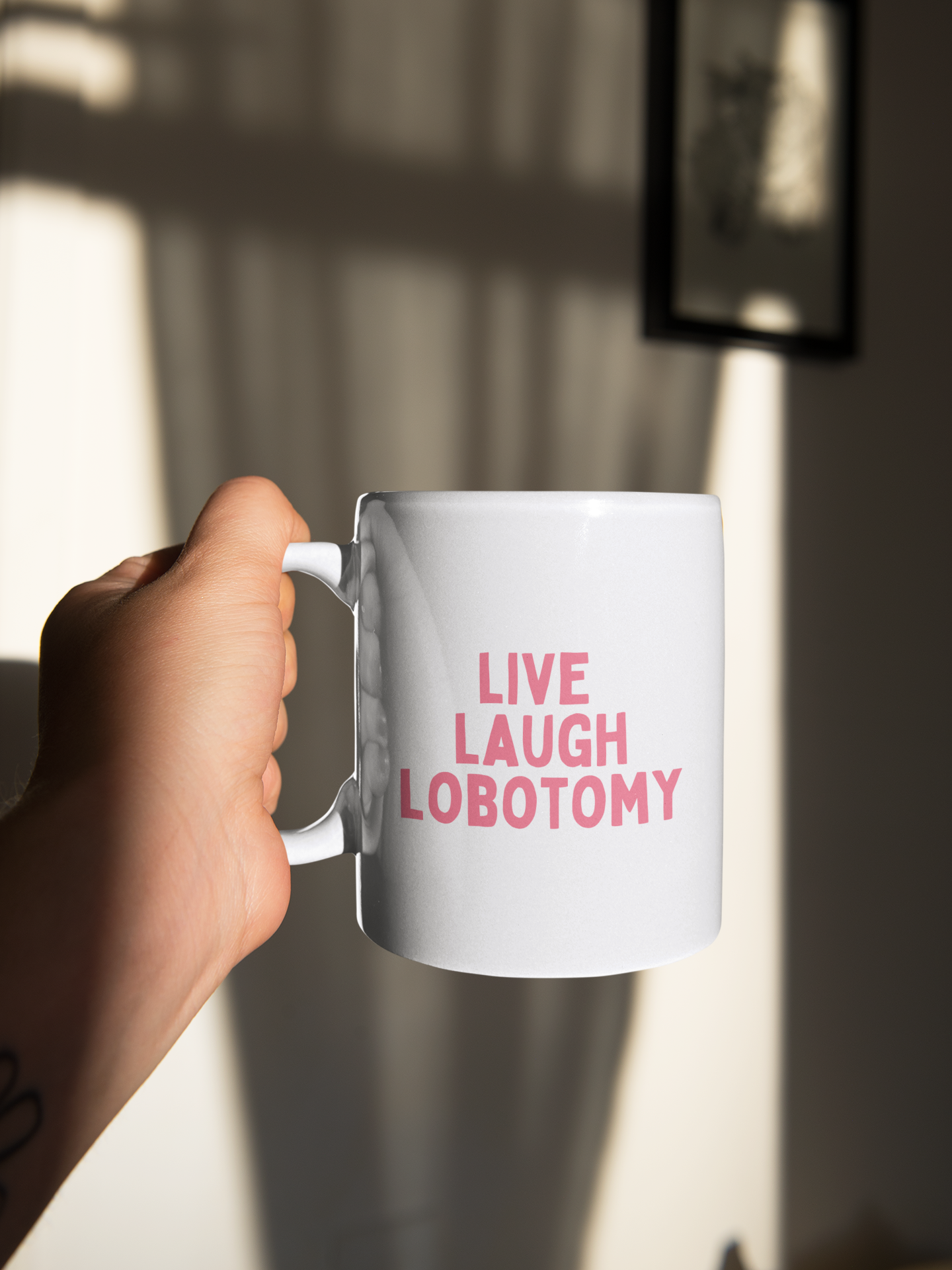 Ceramic / White Mugs | Live Laugh Lobotomy | Watermelon Pink | Ceramic Mug | Wisdom and Wonder Designs