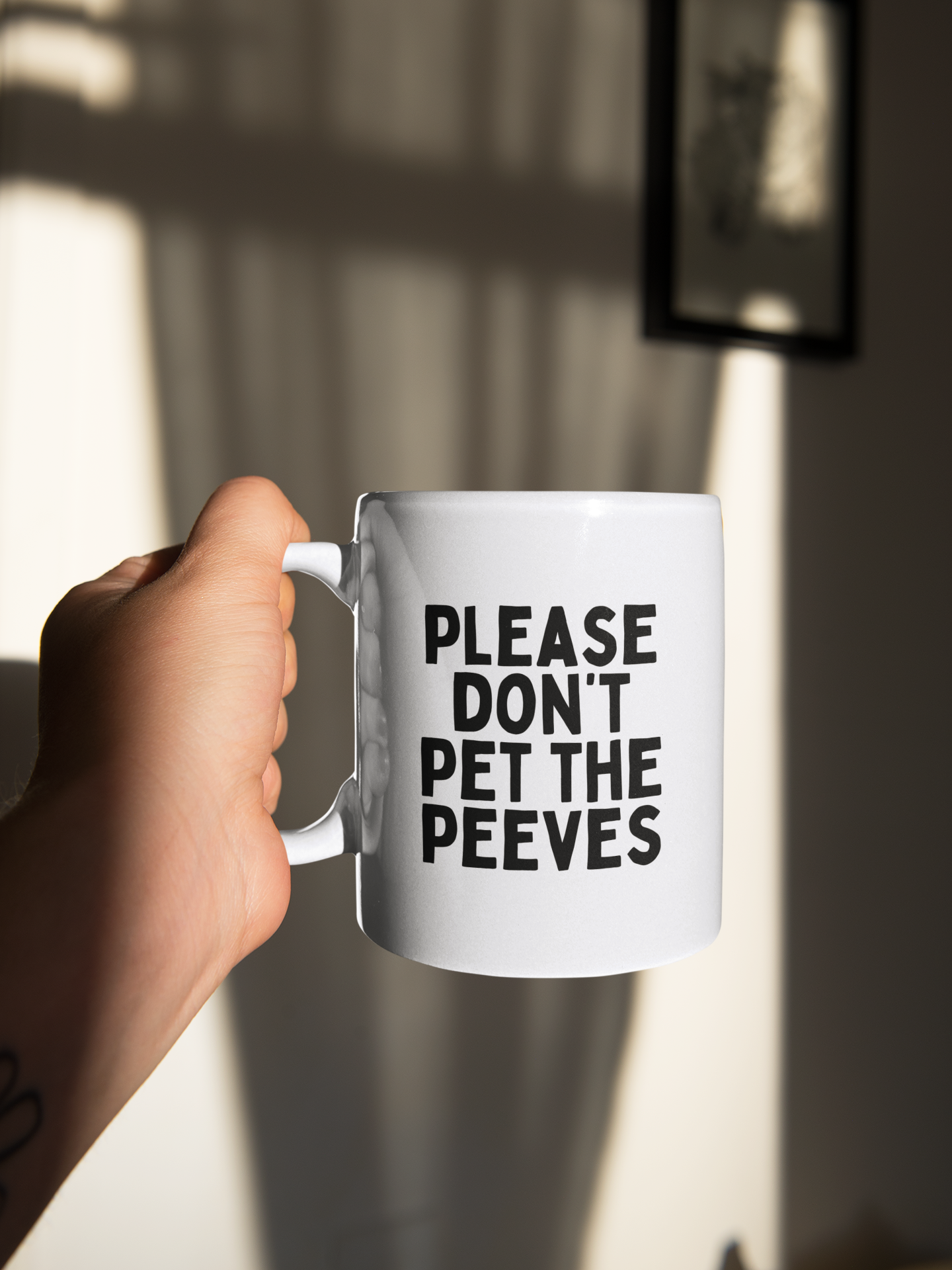 Ceramic / White Mugs | Please Don't Pet The Peeves | Black Graphic | Ceramic Mug | Wisdom and Wonder Designs
