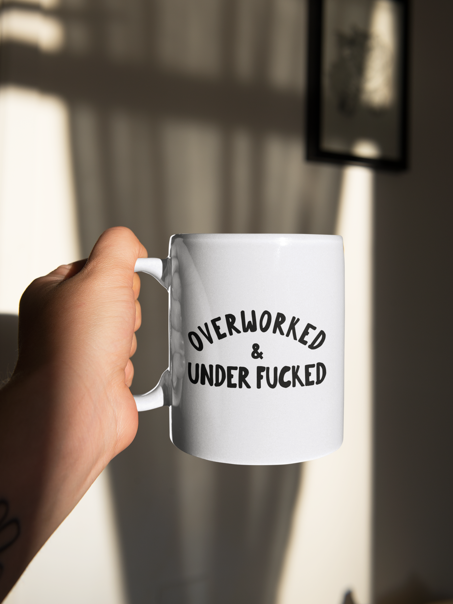 Ceramic / White Mugs | Overworked & Under Fucked | Black | Ceramic Mug | Wisdom and Wonder Designs