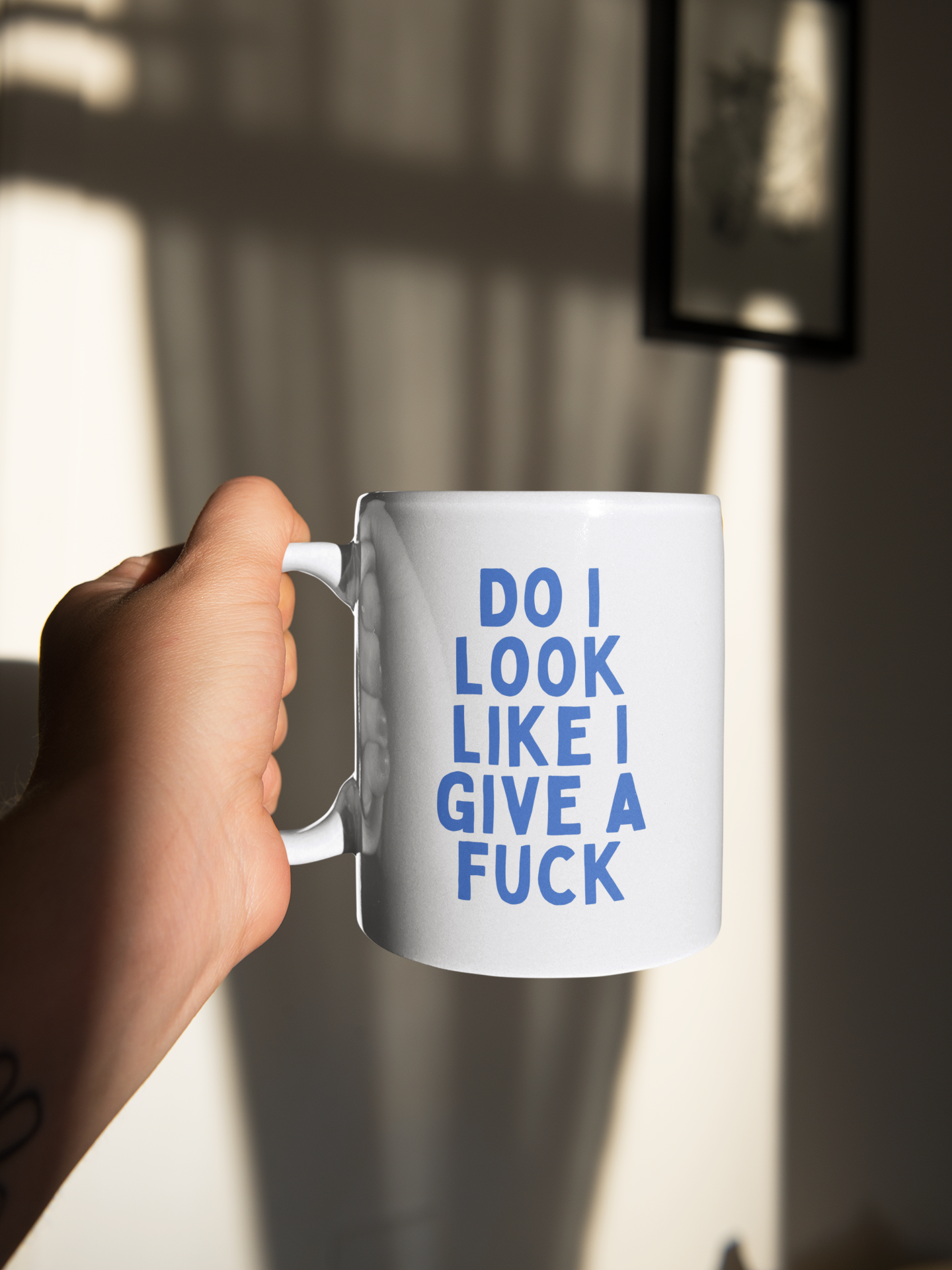 Ceramic / White Mugs | Do I Look Like I Give A Fuck | Blue | Ceramic Mug | Wisdom and Wonder Designs