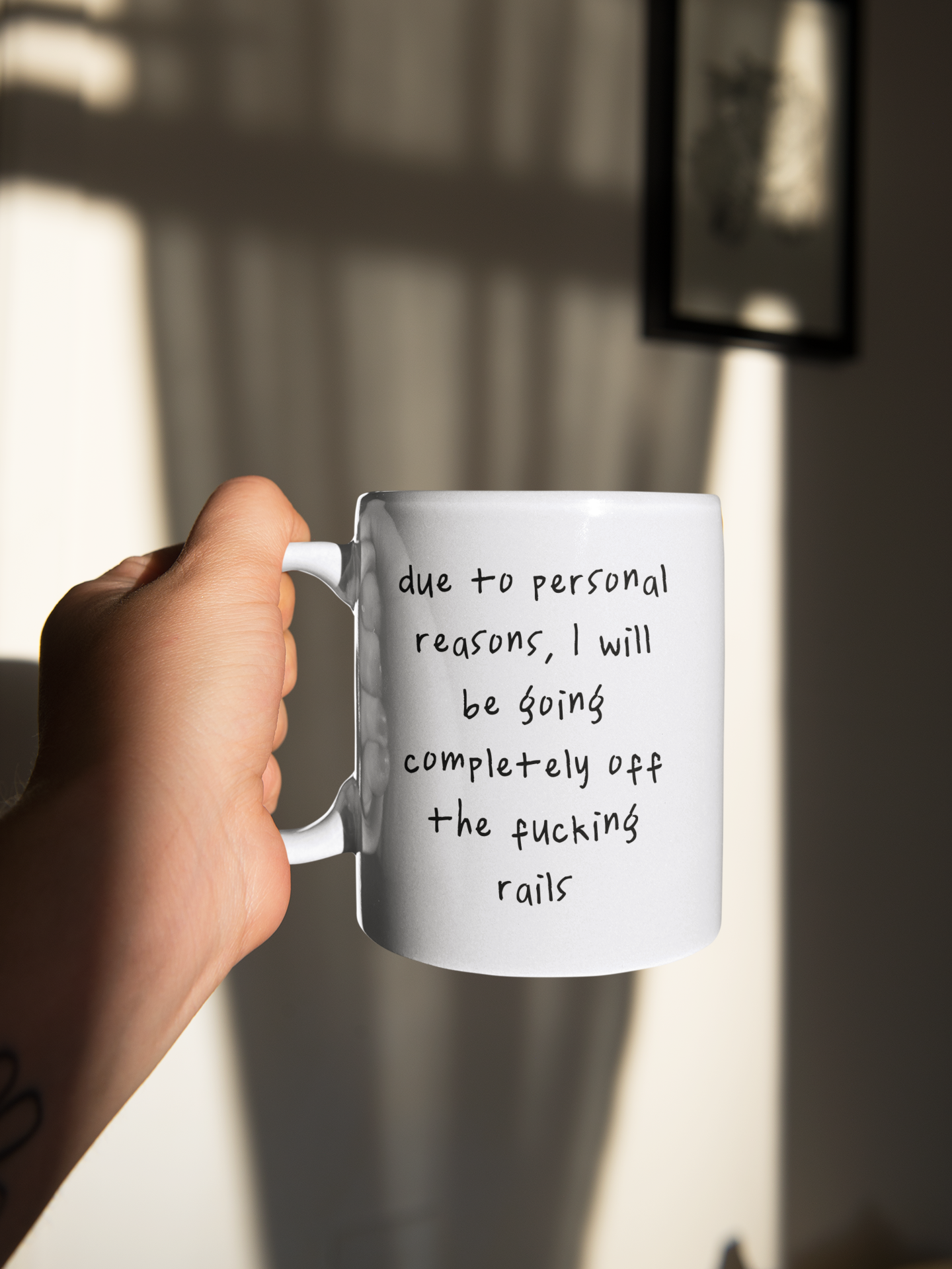 Ceramic / White Mugs | Due To Personal Reasons, I Will Be Going Completely Off The Fucking Rails | Black | Ceramic Mug | Wisdom and Wonder Designs