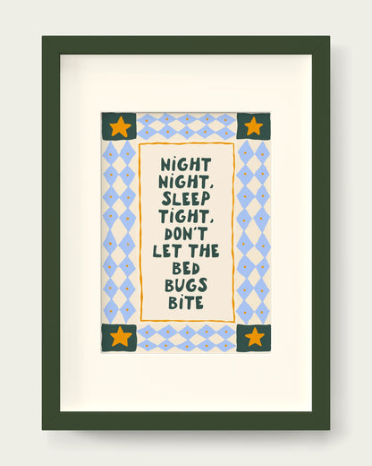 Cornflower-&-Mustard/Dark Green+mount