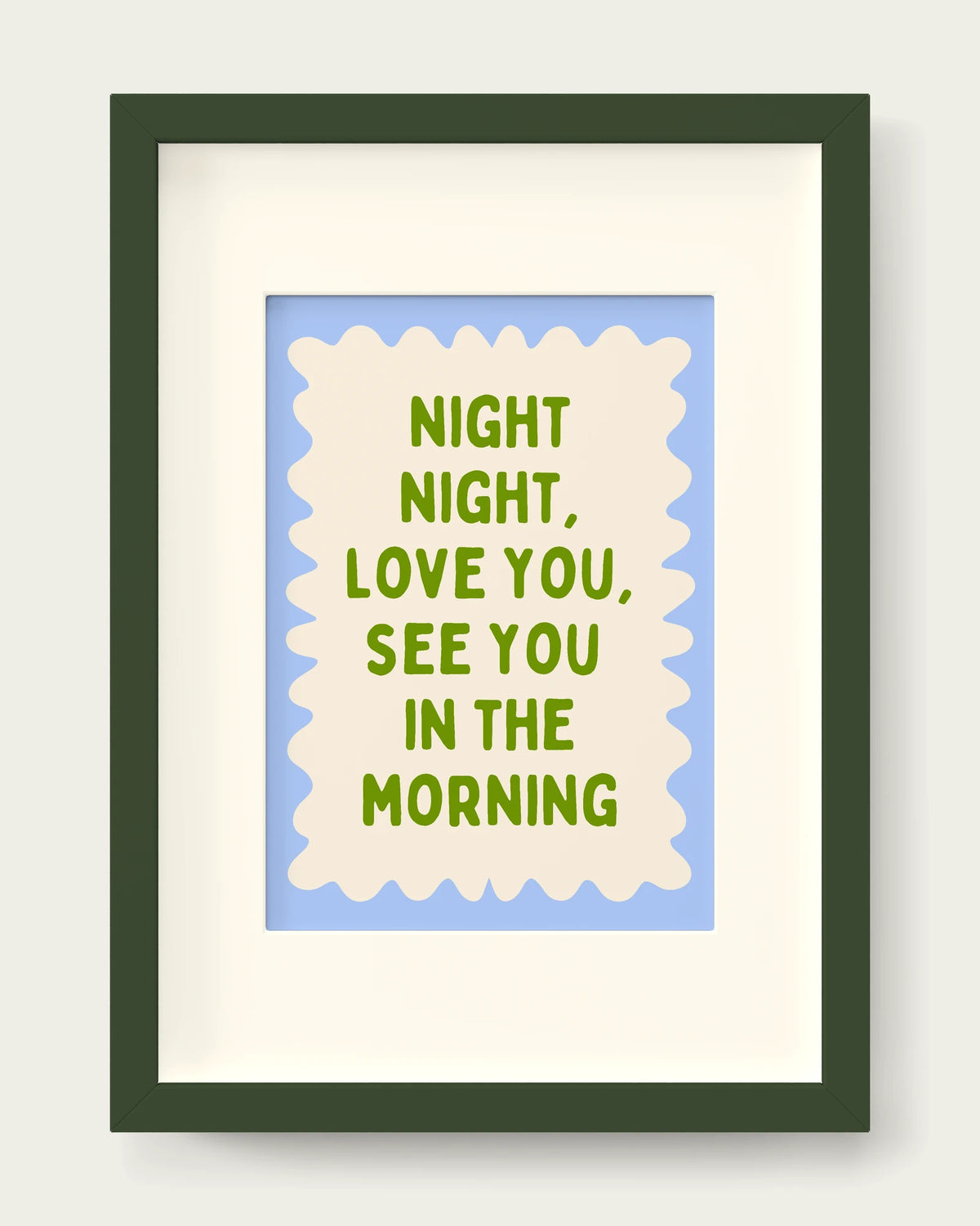 Pear-&-Cornflower/Dark Green+mount