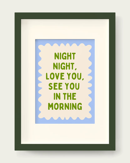 Pear-&-Cornflower/Dark Green+mount