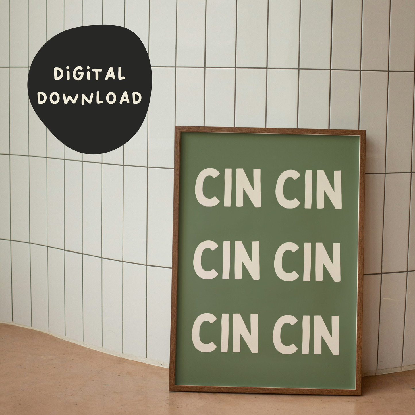 Digital Download | Cin Cin | Cream and Olive Green