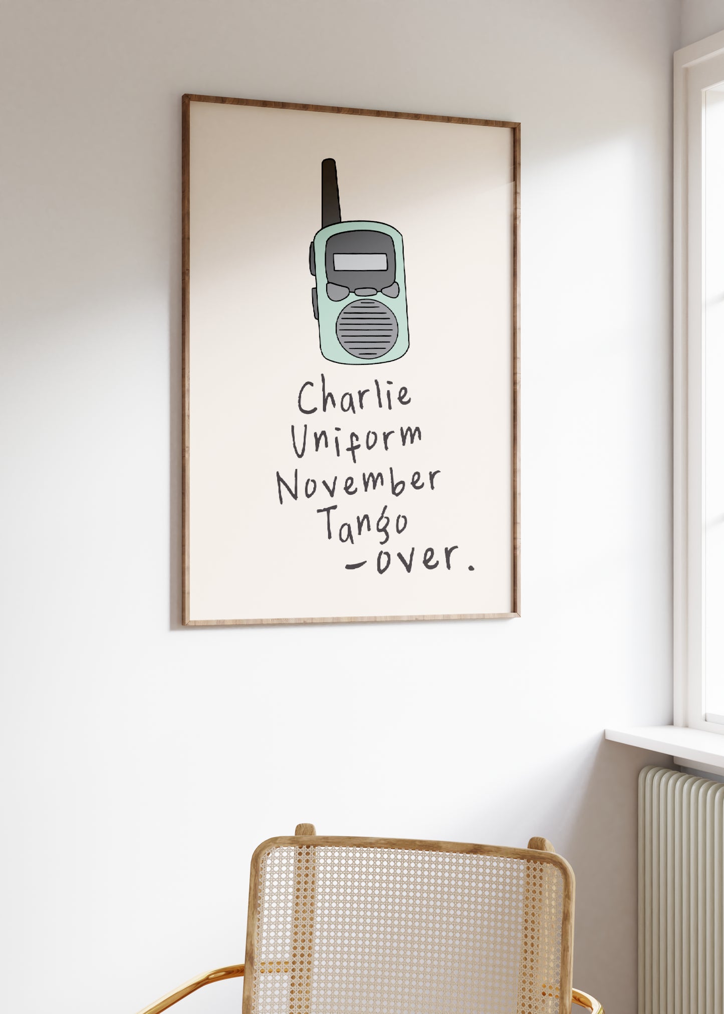 Charlie Uniform November Tango, Over | Seafoam and Cream | Art Print