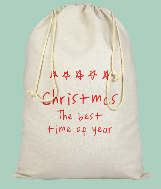 Christmas The Best Time of the Year | Premium Cotton Christmas Sack