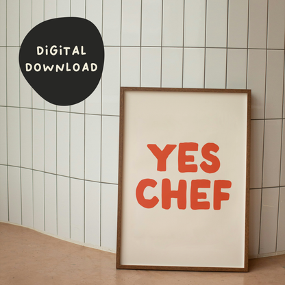 Digital Download | Yes Chef | Red and Cream