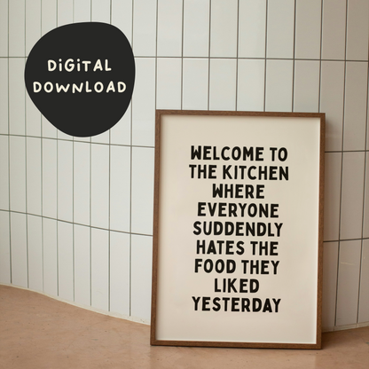 WISDOM & WONDER X HEY WONDER | Digital Download | Welcome To The Kitchen | Black and Cream