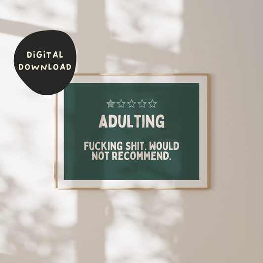 Digital Download | Adulting | Landscape | Cream and Forest Green