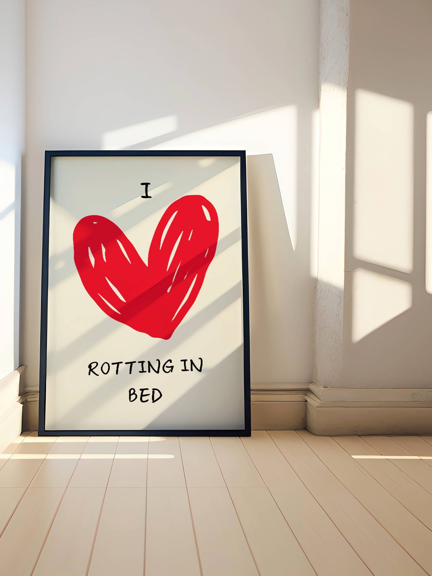 I Love Rotting In Bed | Red and Cream | Art Print