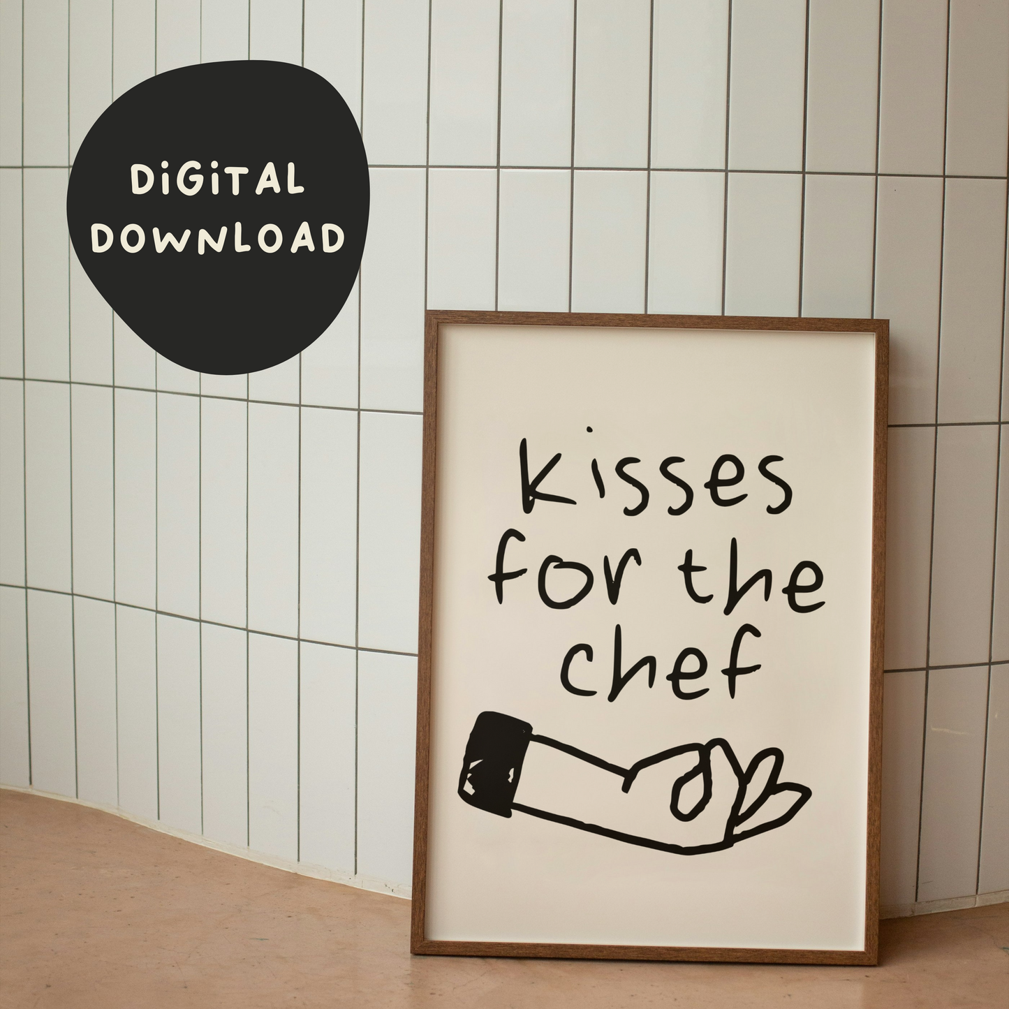 Digital Download | Kisses For The Chef | Black and Cream