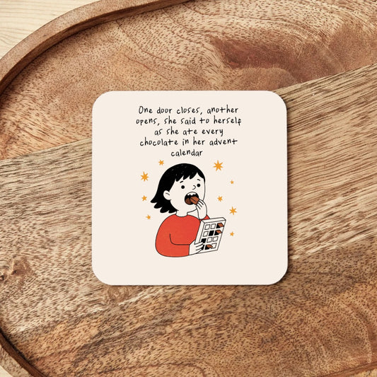 One Door Closes Another Door Opens | Christmas Coaster