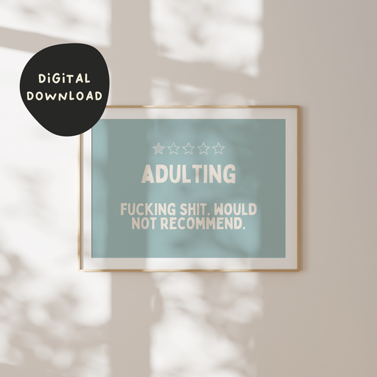 Digital Download | Adulting | Landscape | Cream And Seafoam