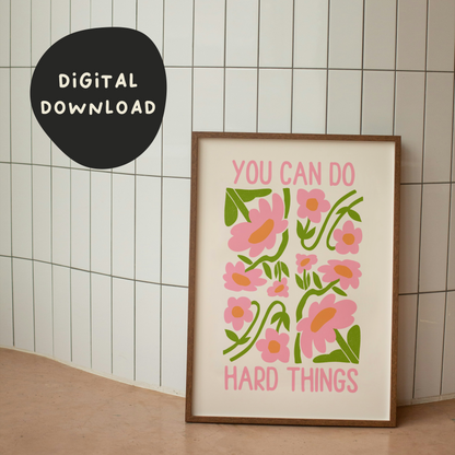 Digital Download | You Can Do Hard Things | Blush Pink and Cream