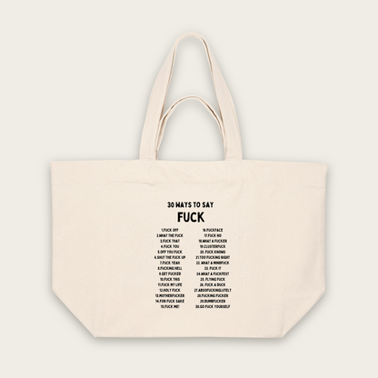 30 Ways To Say Fuck | Tote Bag in Natural Raw (18432_30-Ways_STAU117_Natural-Raw_Tote-Bag_Mockup.png)