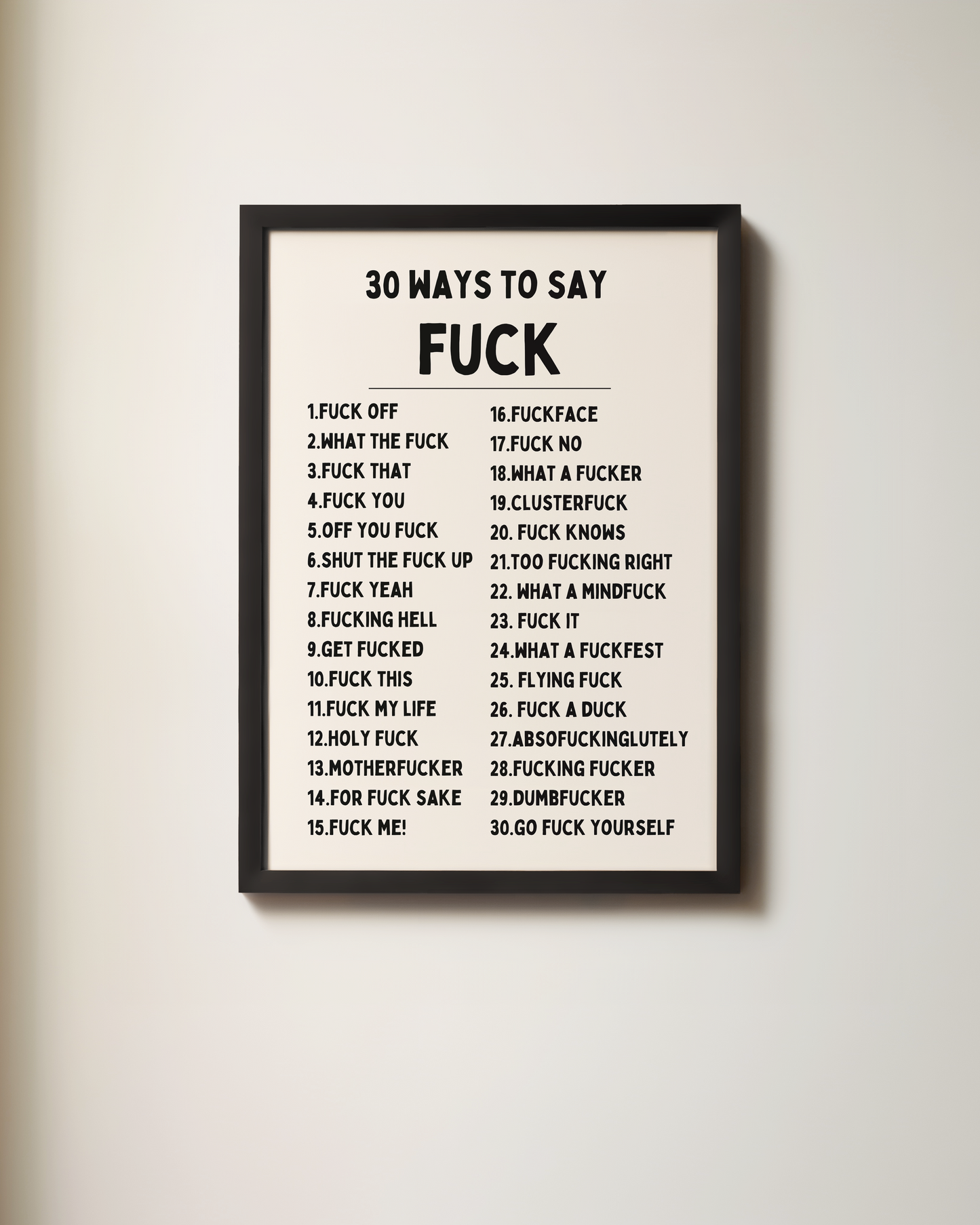 30 Ways To Say Fuck | Art Print
