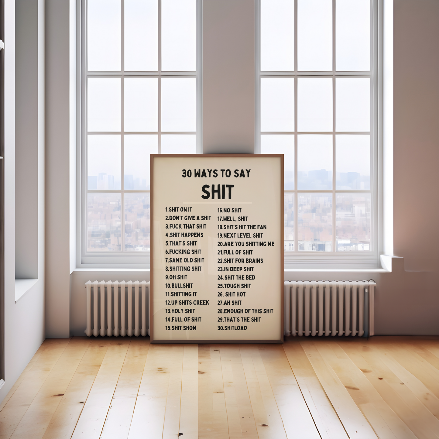 30 Ways To Say Shit | Black and Cream | Art Print