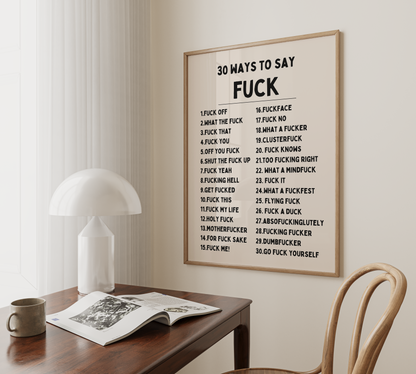 30 Ways To Say Fuck | Art Print
