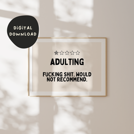 Digital Download | Adulting | Landscape | Black and Cream