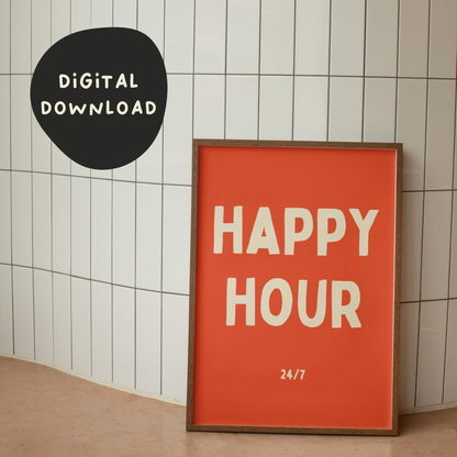 Digital Download | Happy Hour 24/7 | Cream and Red