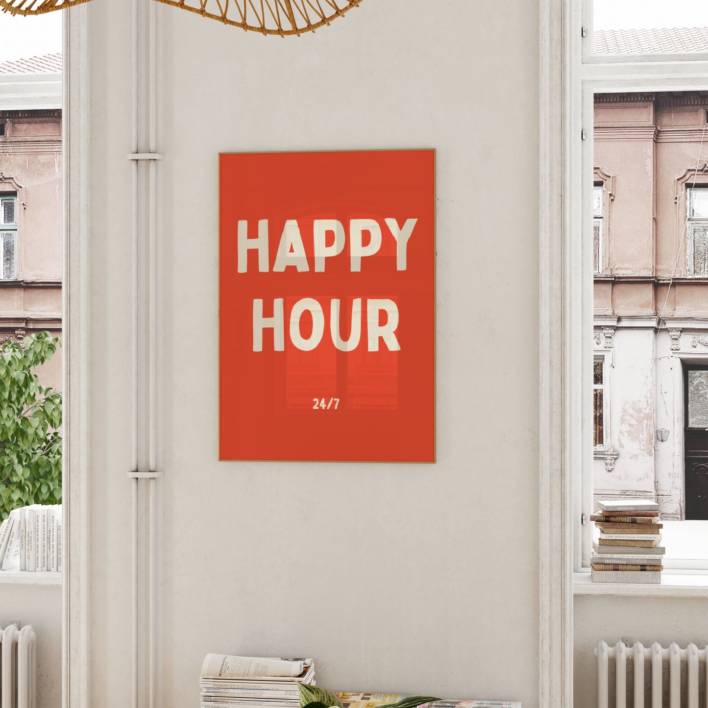 Happy Hour | Cream and Red | Art Print