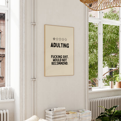 Adulting | Black and Cream | Art Print