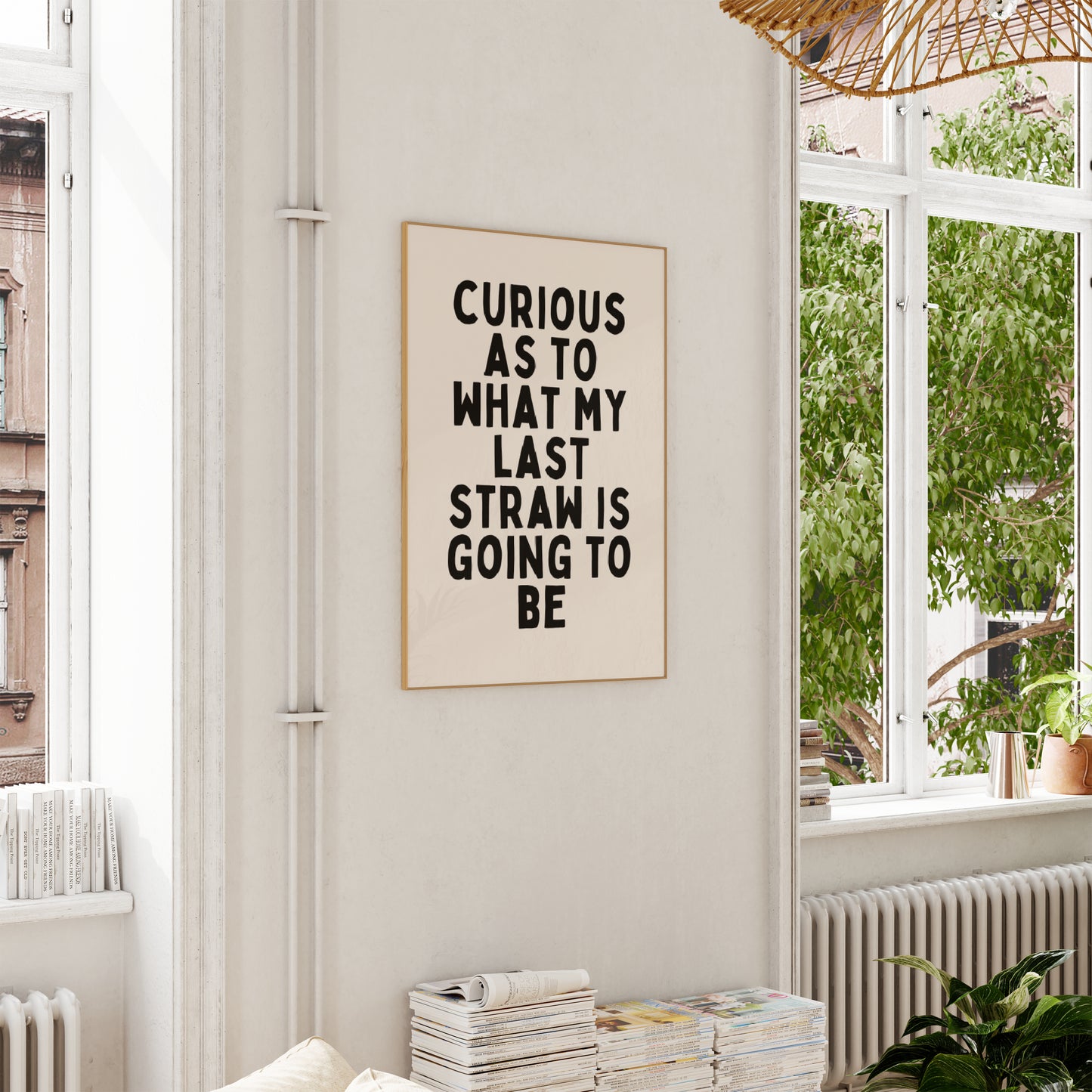 Curious As To What My Last Straw Is Going To Be | Black and Cream | Art Print