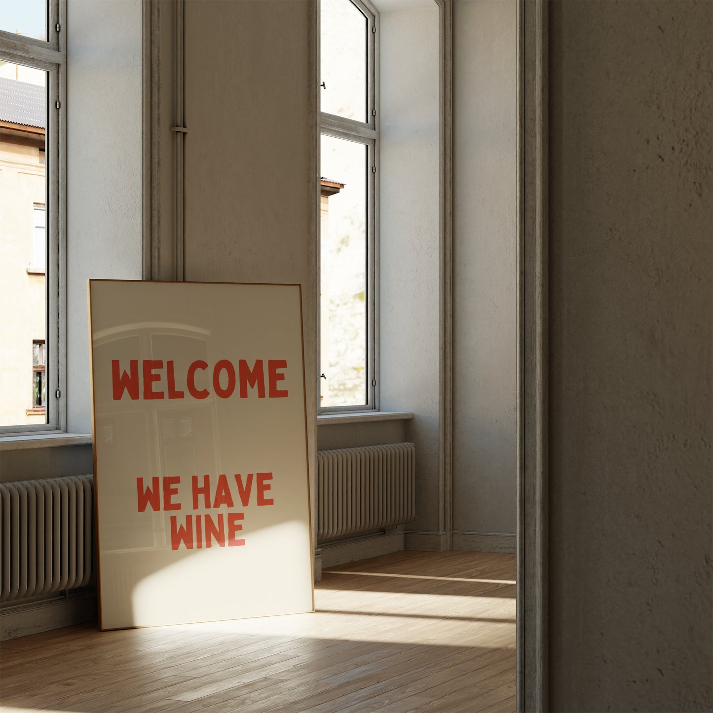 Welcome We Have Wine | Red and Cream | Art Print