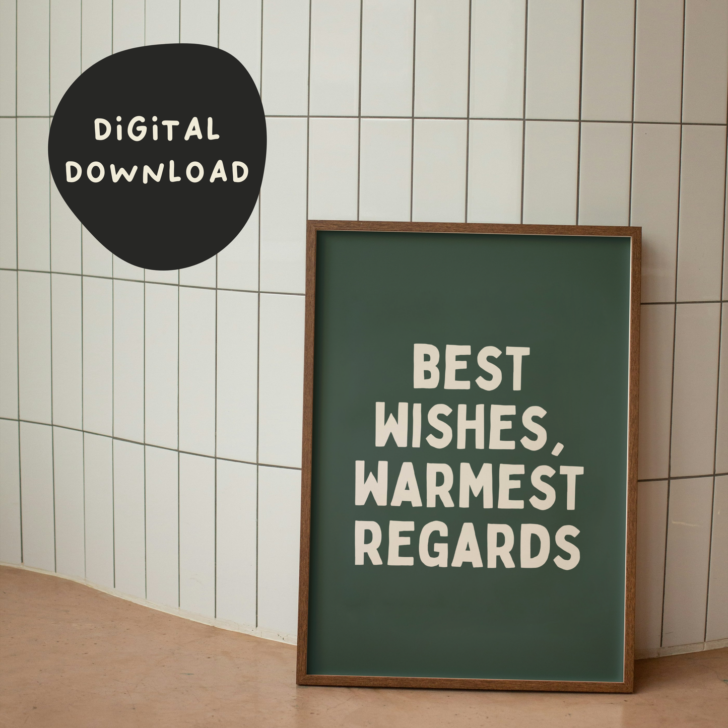 Digital Download |  Best Wishes | White and Forest Green