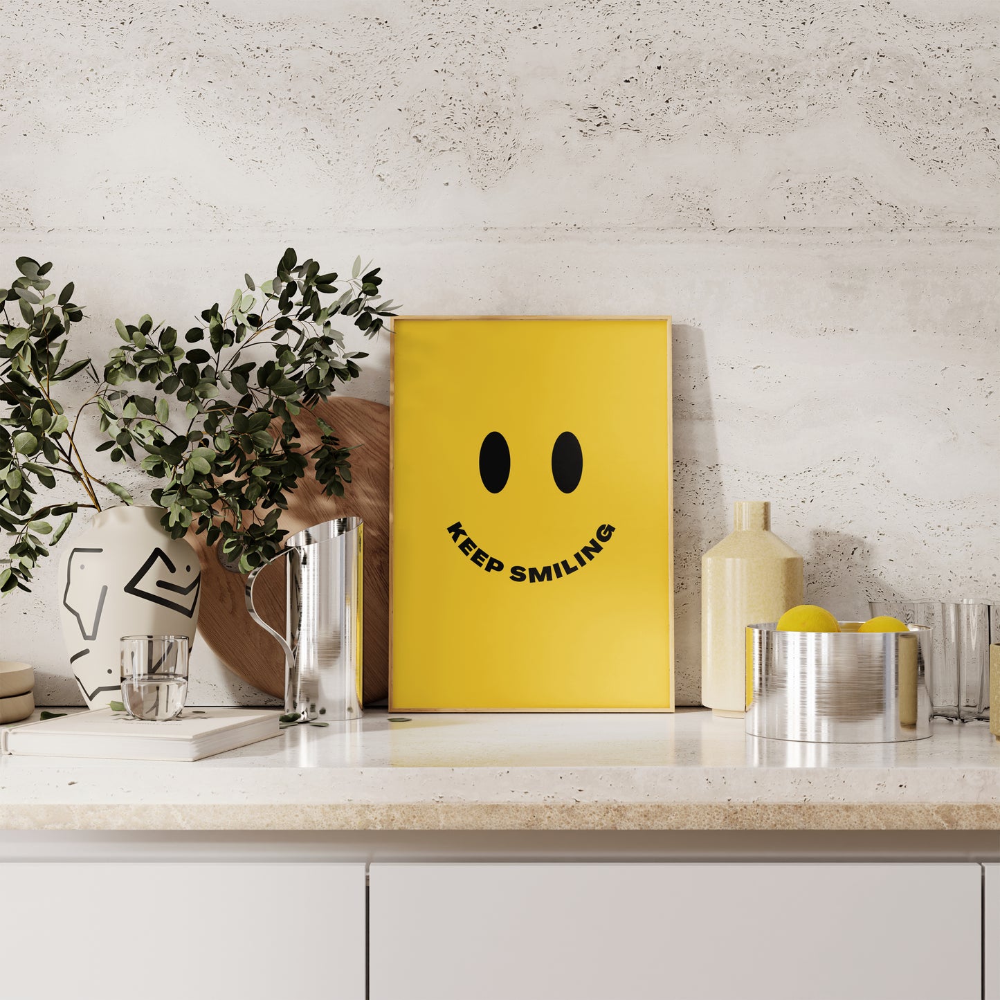 Keep Smiling | Black and Yellow | Art Print