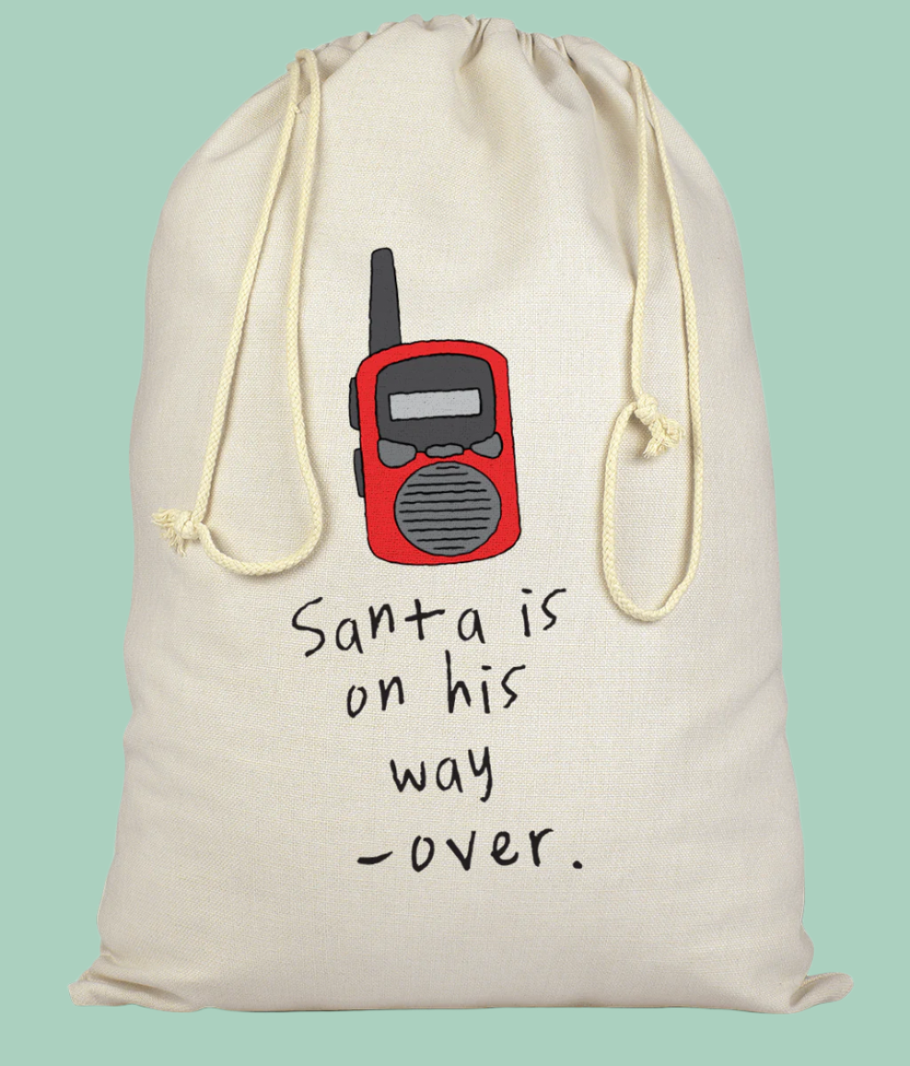 Santa's On His Way | Premium Cotton Christmas Sack