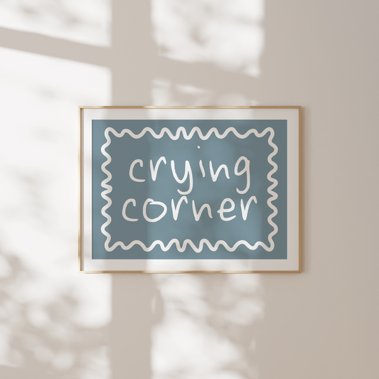 Crying Corner | White and Dusty Blue | Landscape | Art Print