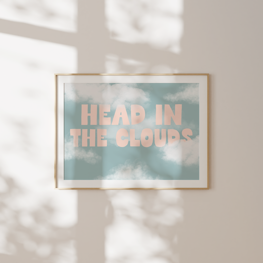 Head In The Clouds | Pale Pink | Landscape | Art Print