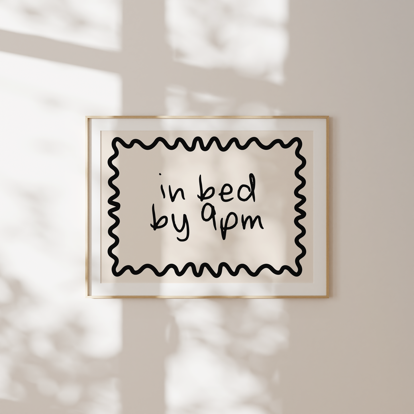 In Bed By 9pm | Black and Cream | Landscape | Art Print