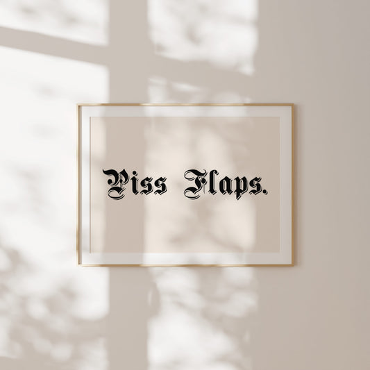 Piss Flaps | Landscape | Black and Cream | Art Print