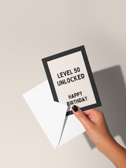 Level 50 Unlocked. Happy Birthday | Greeting Card