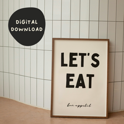 Digital Download | Let's Eat | Black and Cream