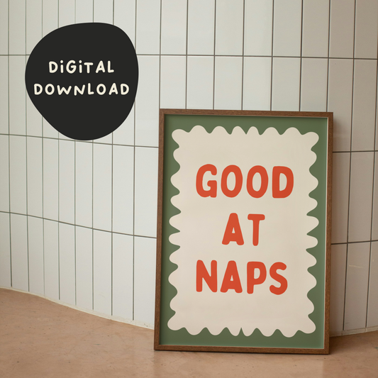 Digital Download | Good At Naps | Red and Olive Green