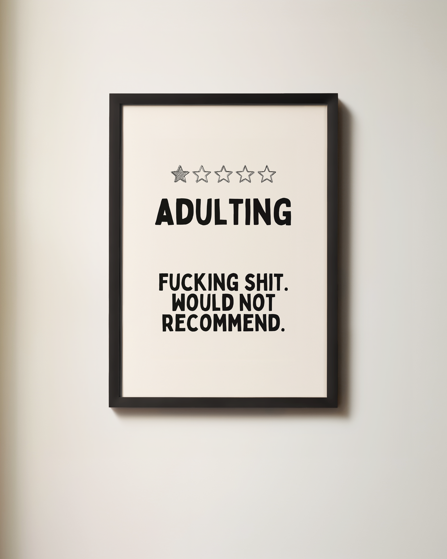 Adulting | Black and Cream | Art Print