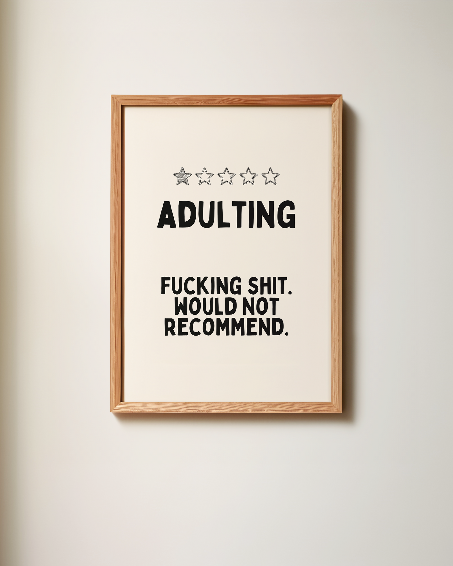 Adulting | Black and Cream | Art Print