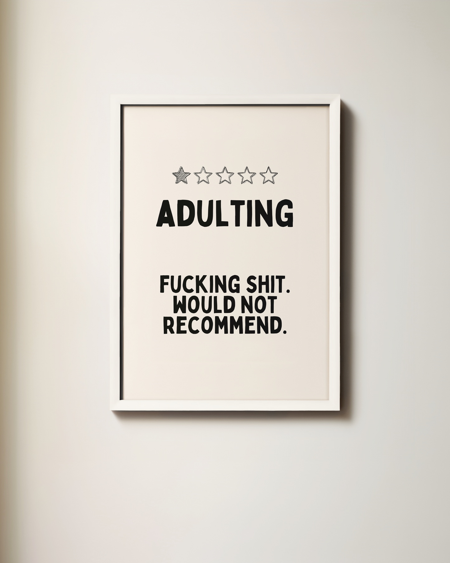 Adulting | Black and Cream | Art Print