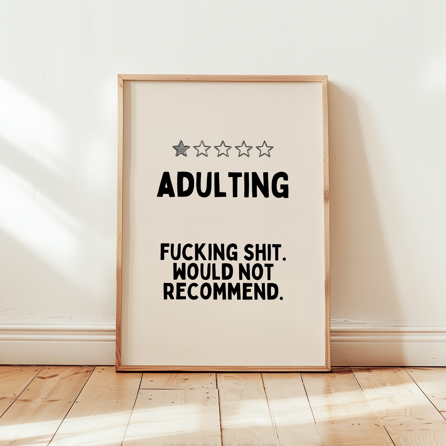 Adulting | Black and Cream | Art Print